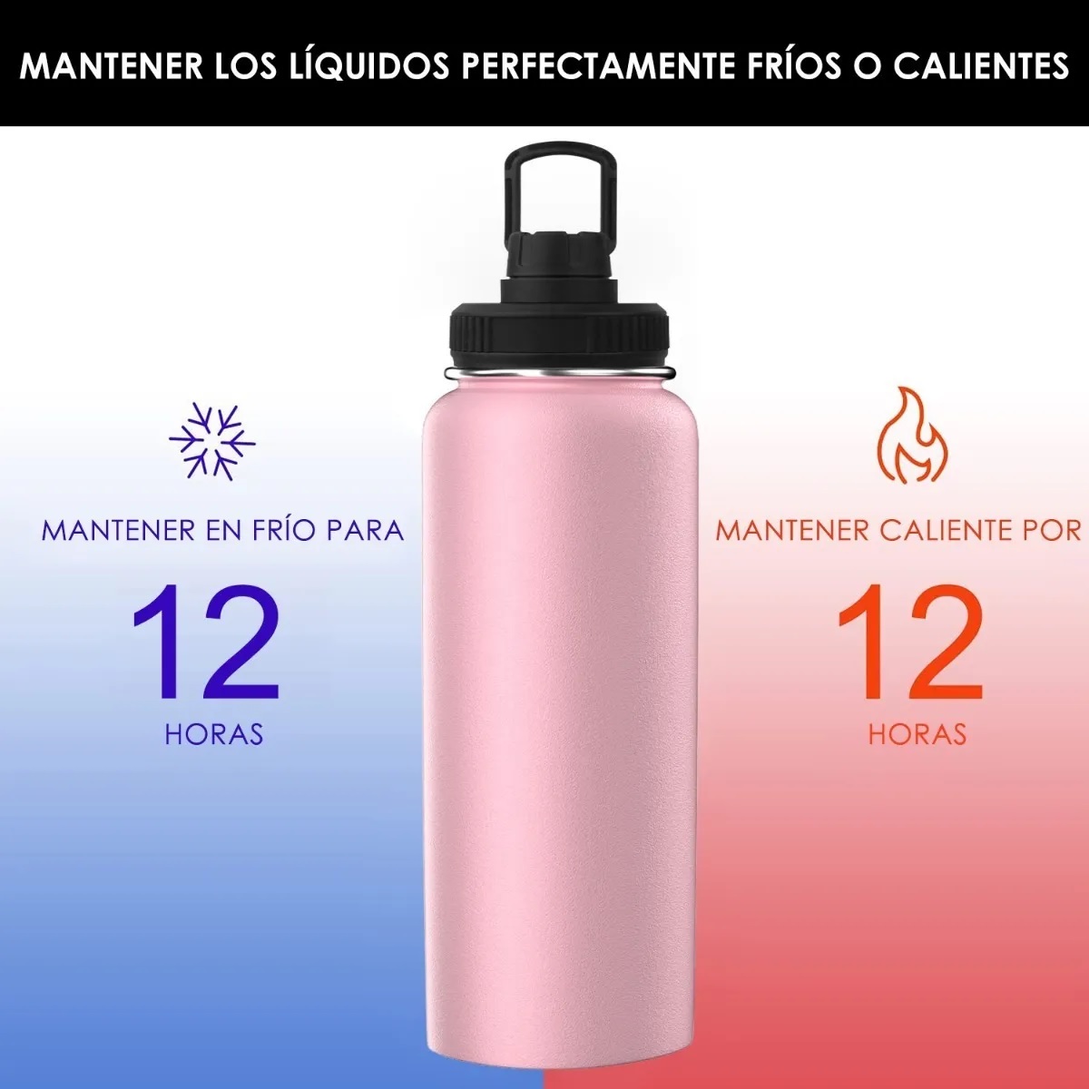Botella De Agua Fría/caliente De Acero Inoxidable De 1.2 L Rosa
