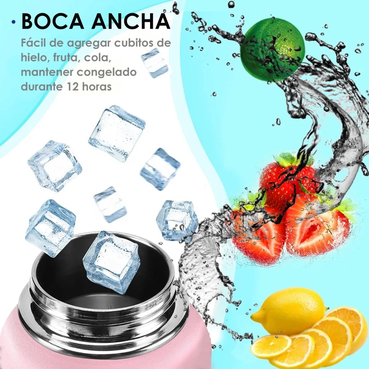 Botella De Agua Fría/caliente De Acero Inoxidable De 1.2 L Rosa