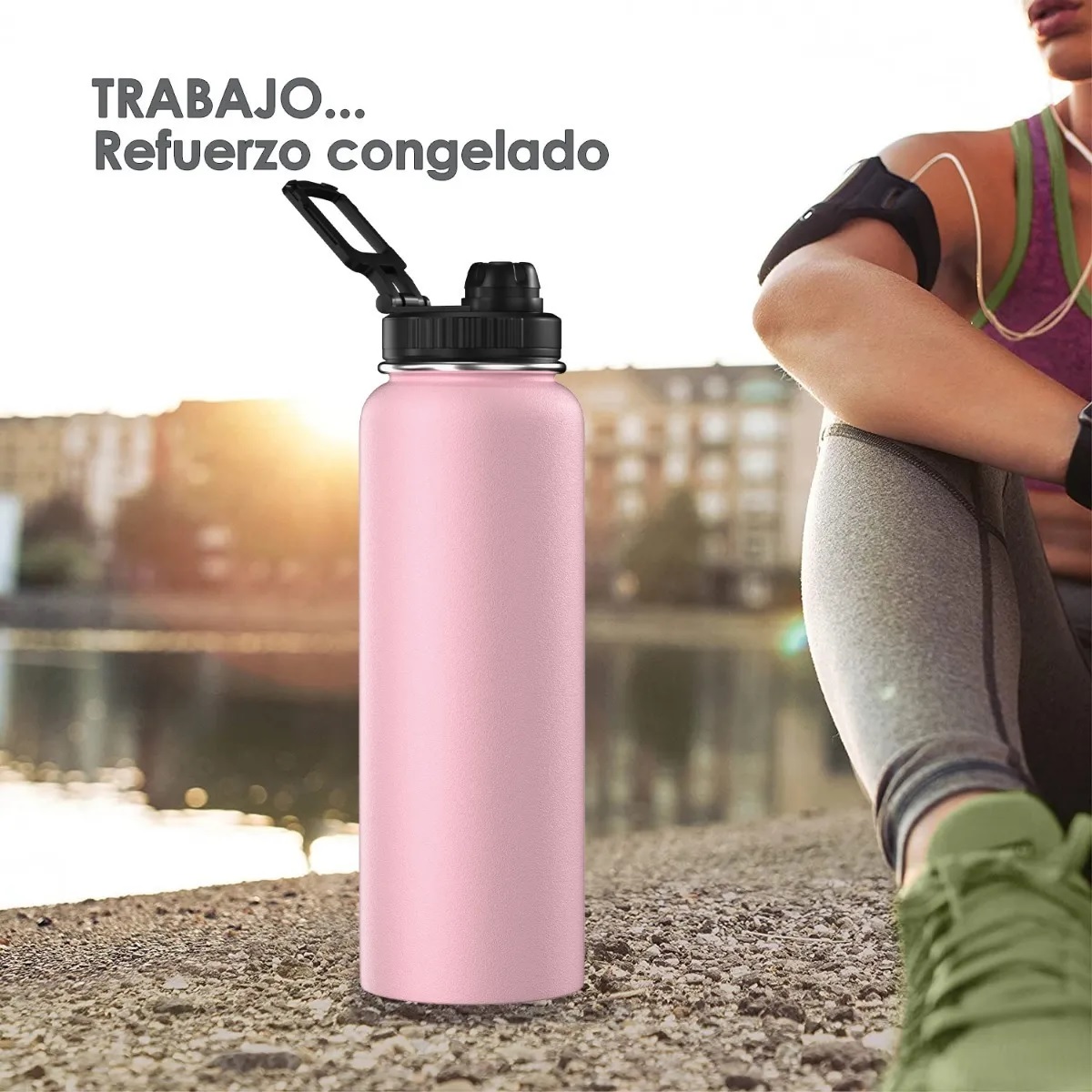 Botella De Agua Fría/caliente De Acero Inoxidable De 1.2 L Rosa