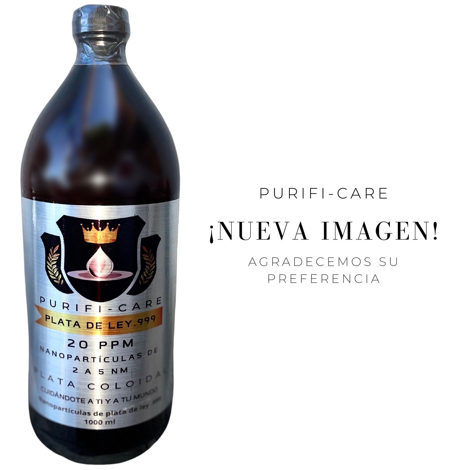 Plata Coloidal Premium Purifi-Care 20 ppm 1 Litro