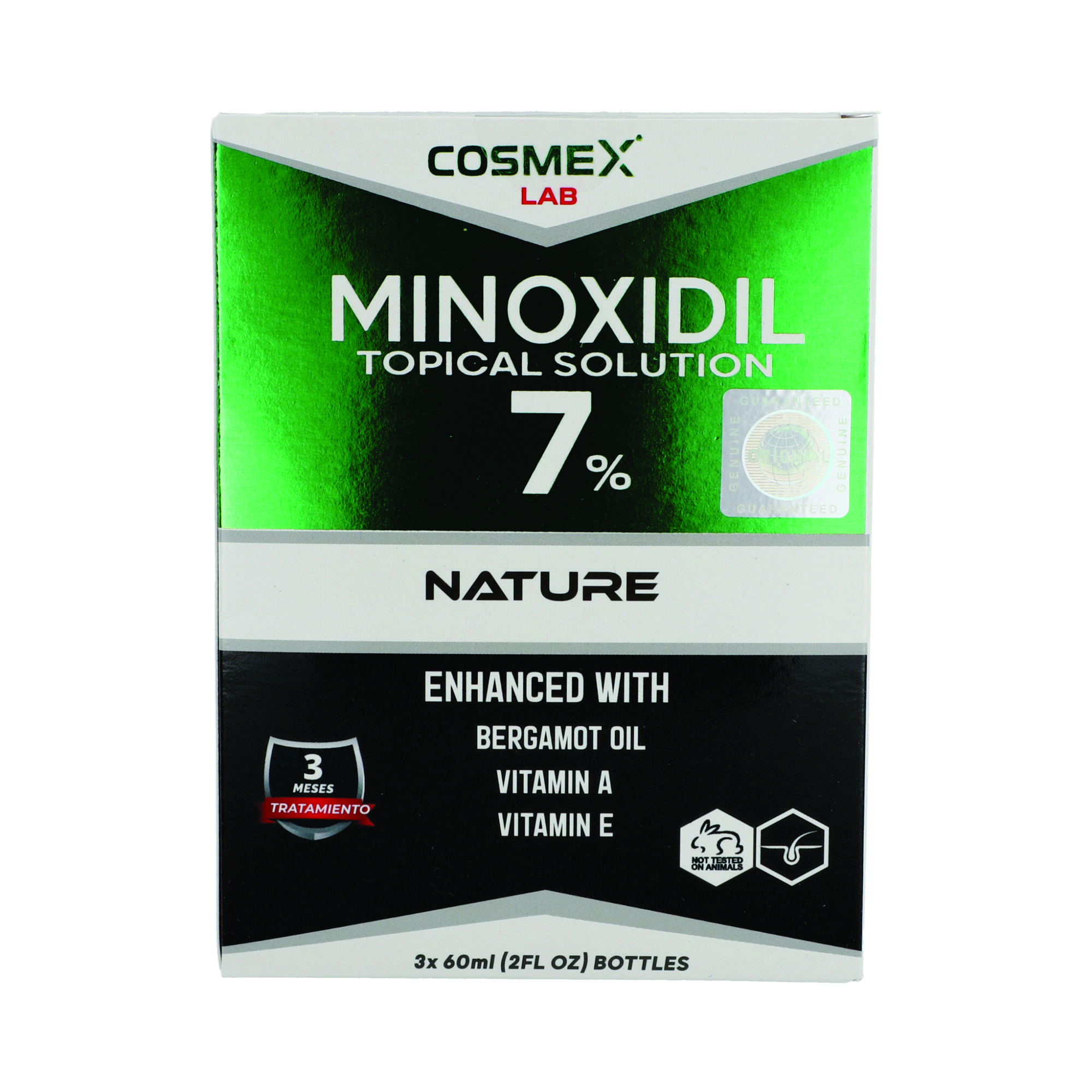 Loción MINOXIDIL 7% Fortificado con Bergamota para Crecimiento de Barba y Bigote 3 meses