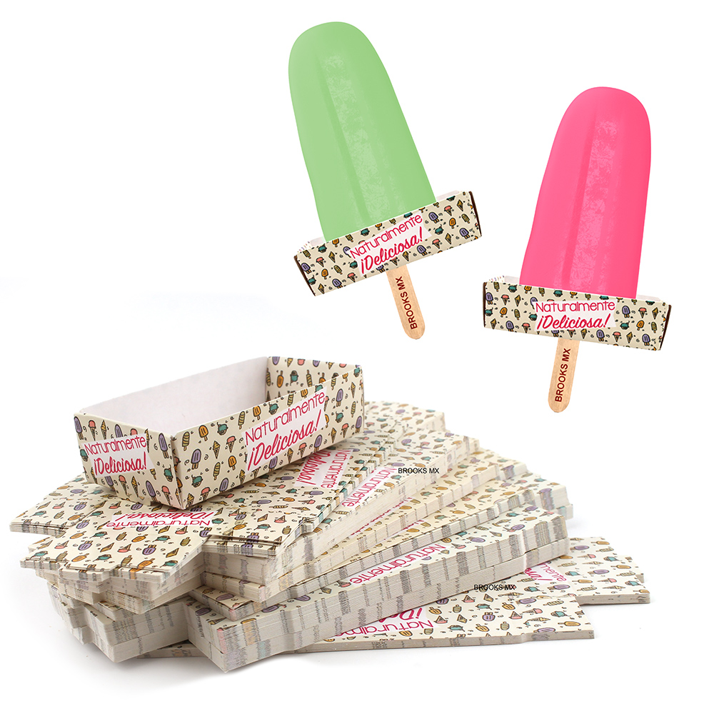 100pz Porta Paleta De Hielo Paleterias Base De Cartón Helado