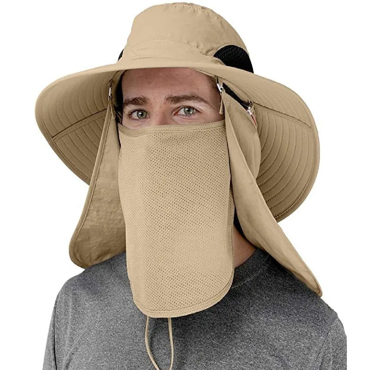 Sombrero Para El Sol Con Proteccion Para Cuello Y Cara Caqui