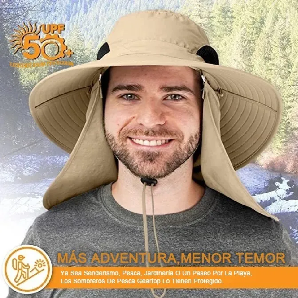Sombrero Para El Sol Con Proteccion Para Cuello Y Cara Caqui