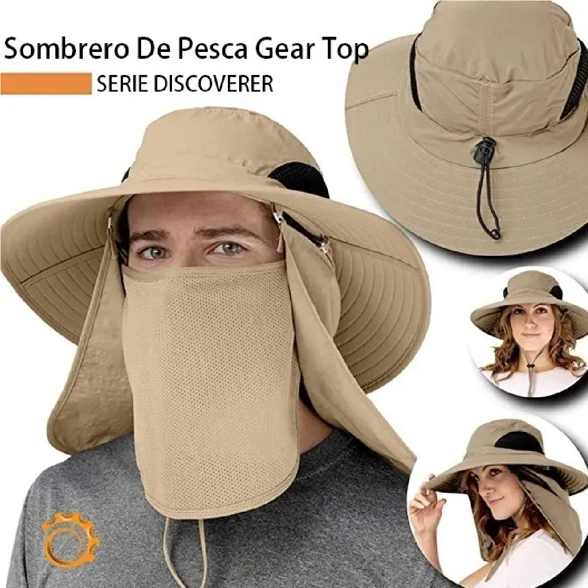 Sombrero Para El Sol Con Proteccion Para Cuello Y Cara Caqui