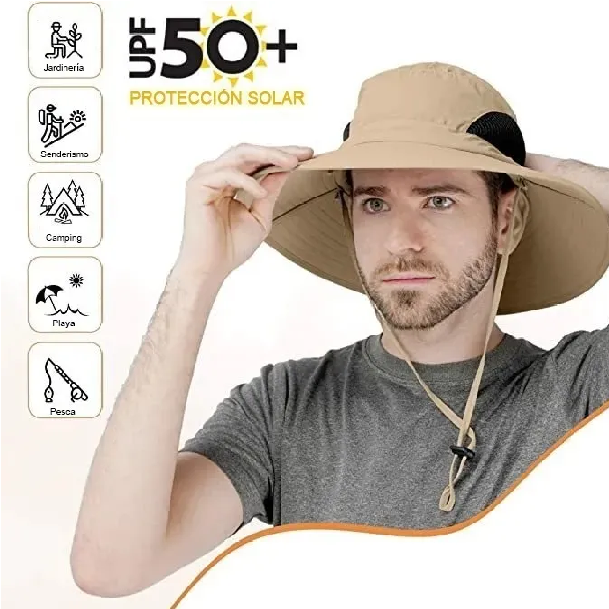 Sombrero Para El Sol Con Proteccion Para Cuello Y Cara Caqui