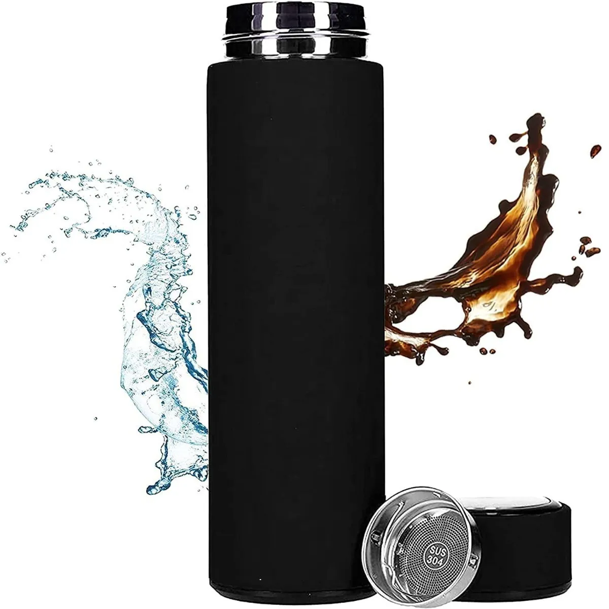 Termo Botella Acero Inoxidable 500 Ml Vaso Térmico Café Té Blanco Negro