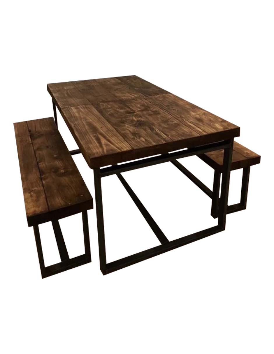 Comedor con 2 bancas para Exteriores Industrial HIGH PINE Habanero Store 