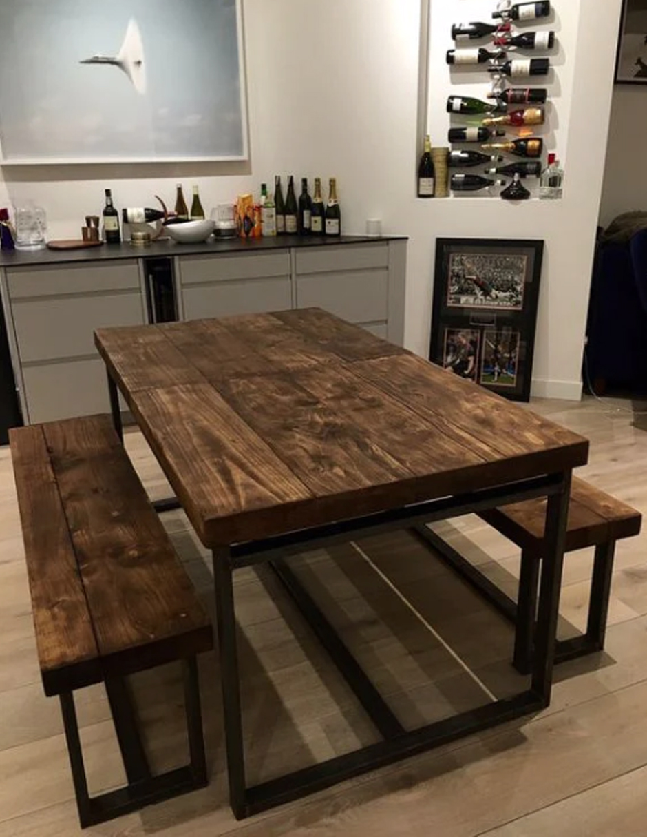 Comedor con 2 bancas para Exteriores Industrial HIGH PINE Habanero Store 