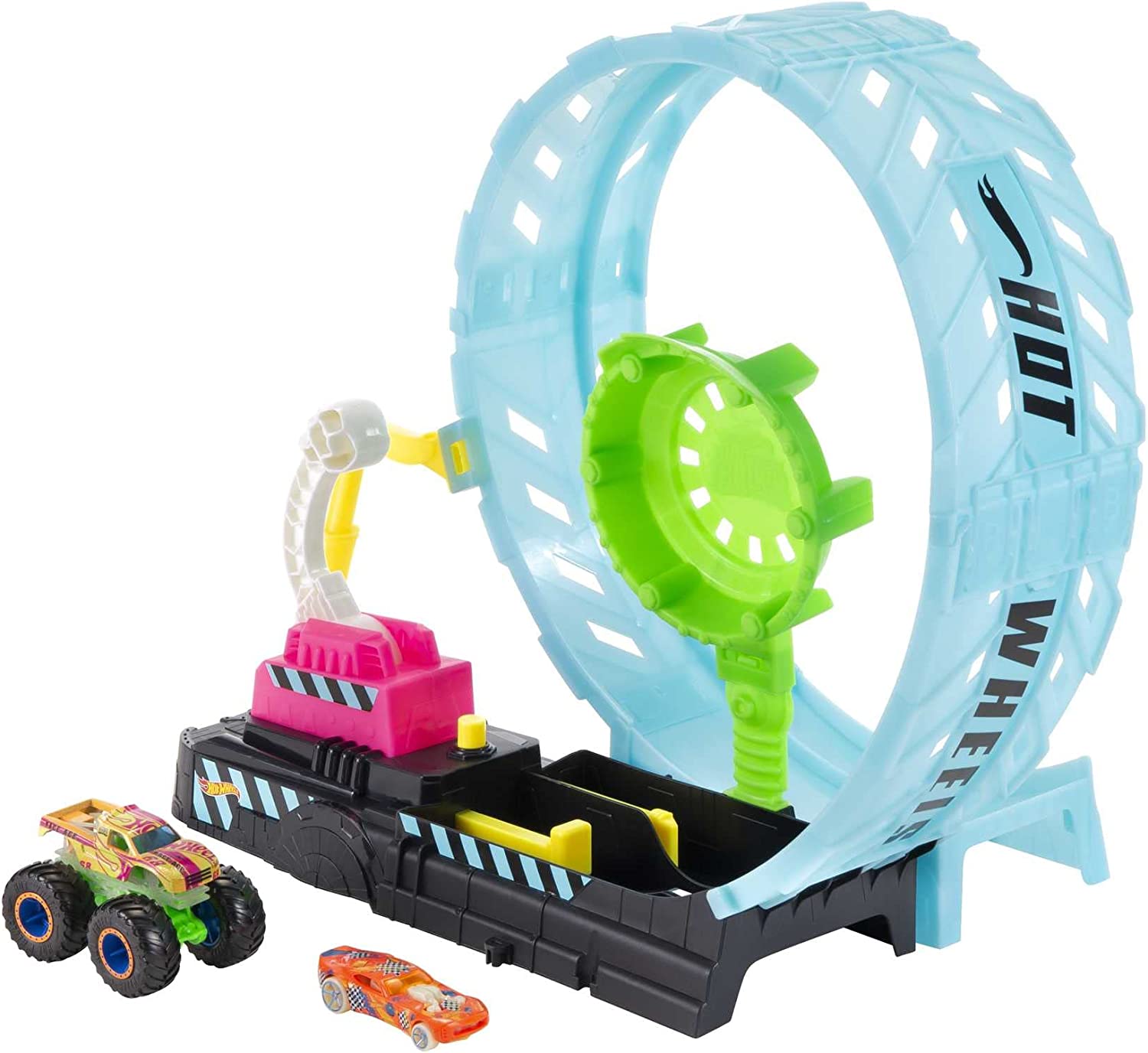 Hot Wheels Monster Trucks Reto Giro 360 Glow in the Dark