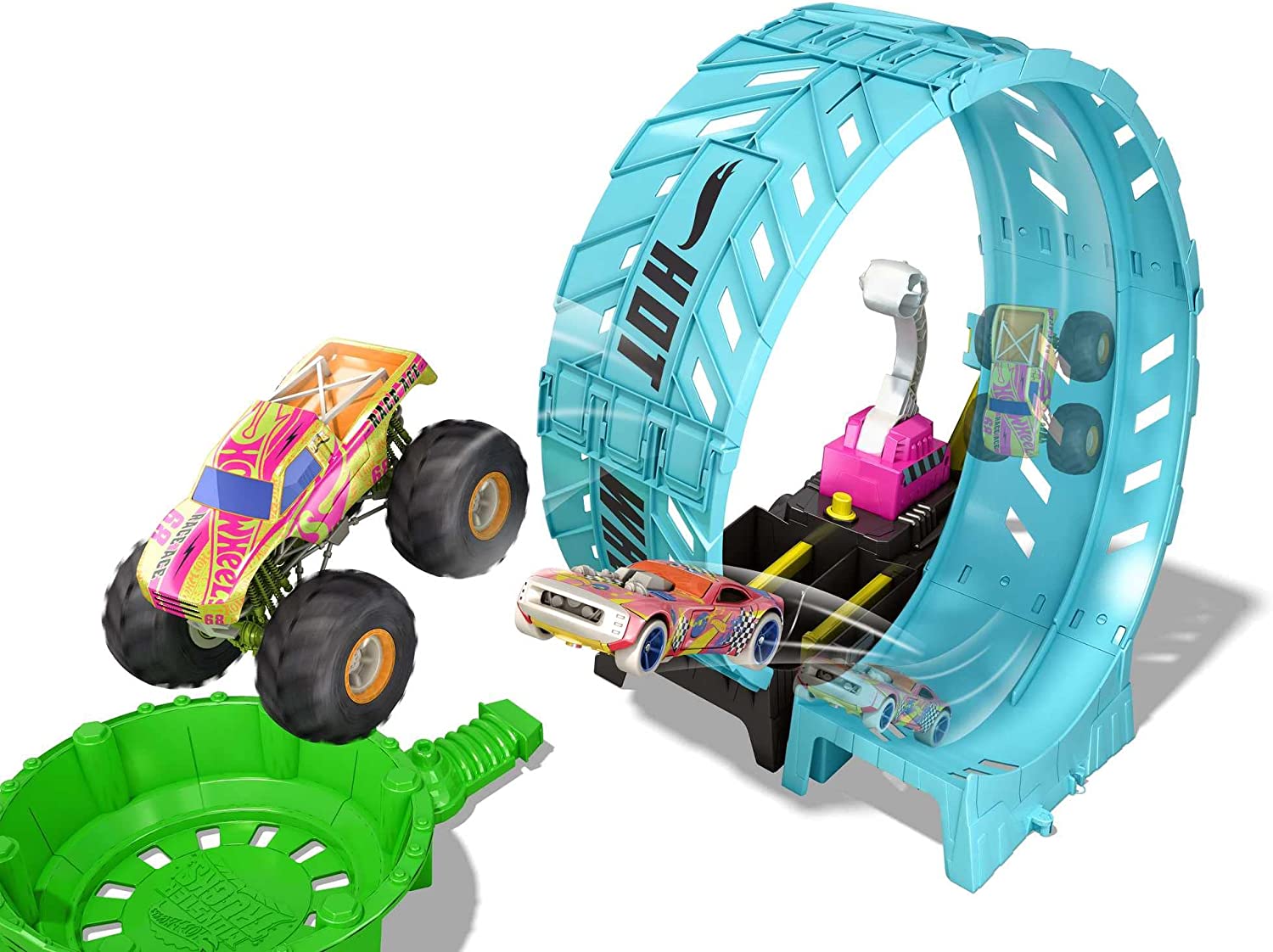 Hot Wheels Monster Trucks Reto Giro 360 Glow in the Dark