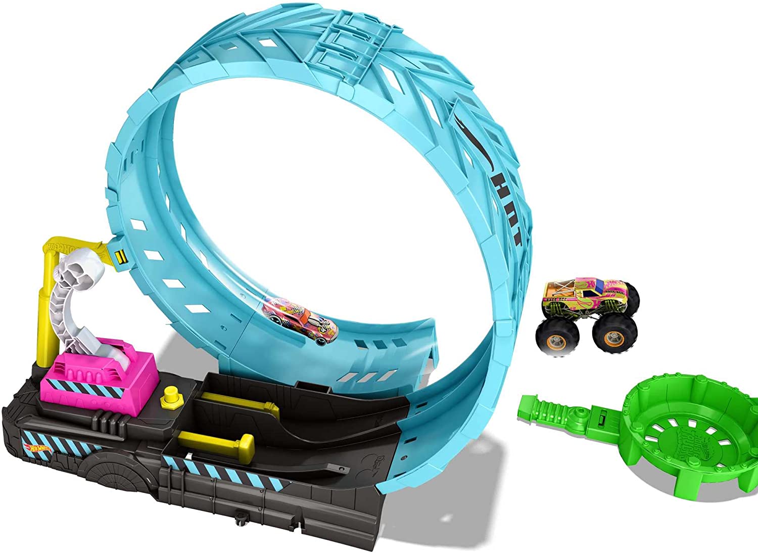Hot Wheels Monster Trucks Reto Giro 360 Glow in the Dark