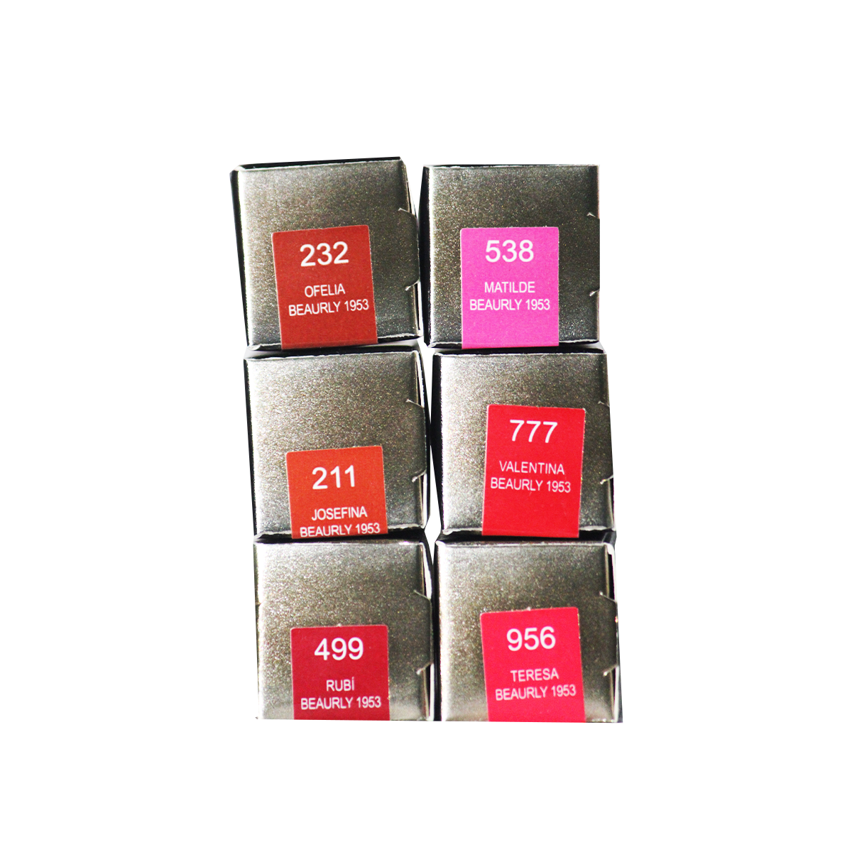 Caja de labiales mate "BEAURLY 1953" 24 piezas 6 colores diferentes 