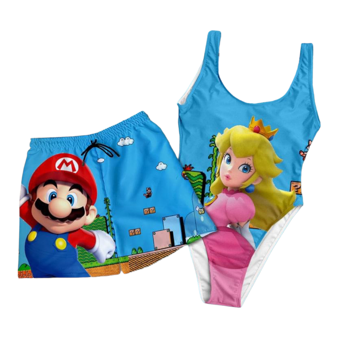Duo Traje De Baño Pareja Mario Bros Y Princesa