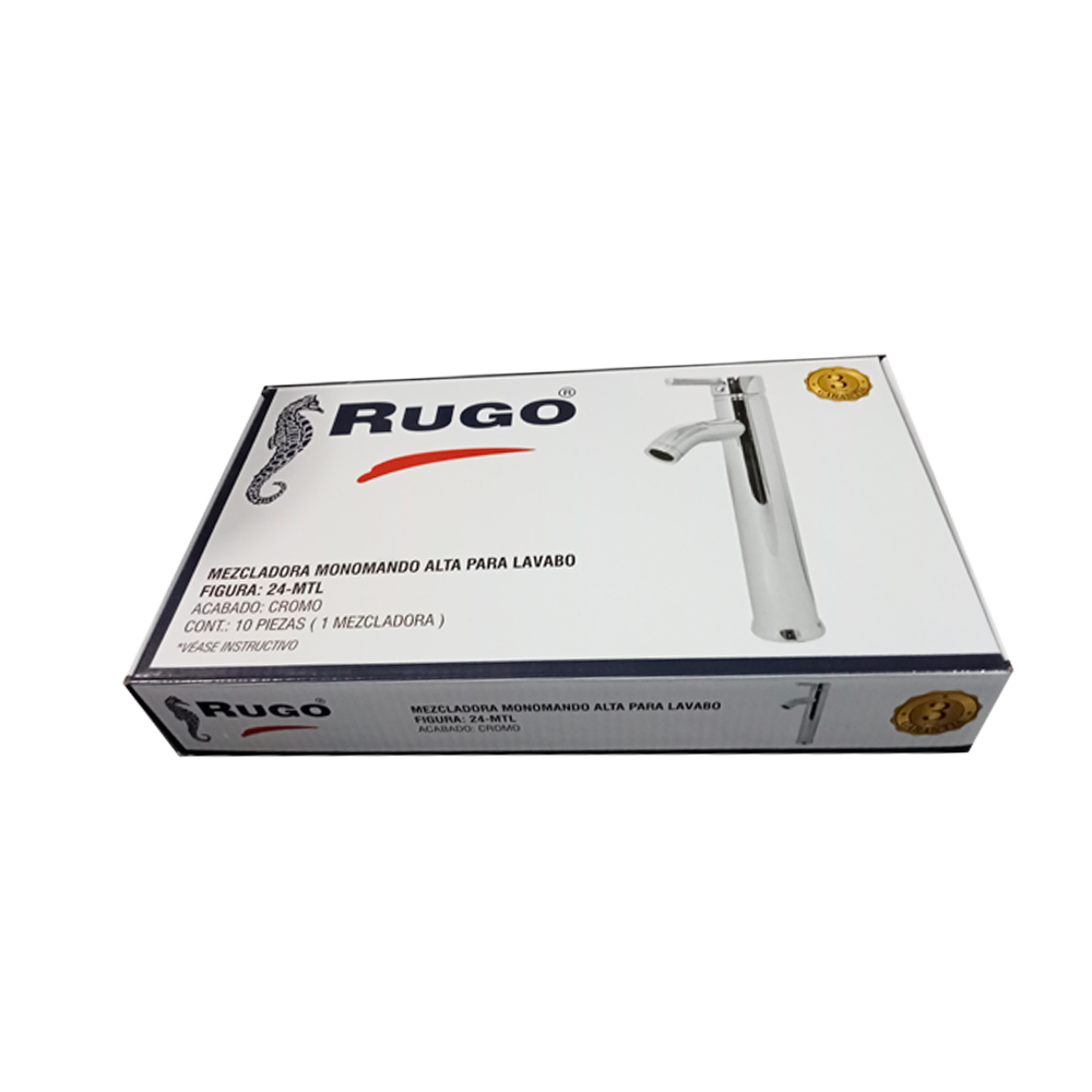 Mezcladora monomando alta para lavabo Rugo