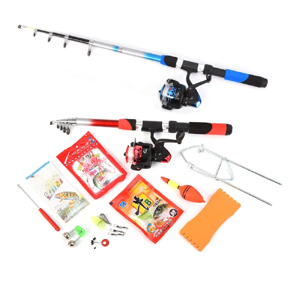Kit Completo De Pesca Lixada Con 2 Cañas Telescópicas