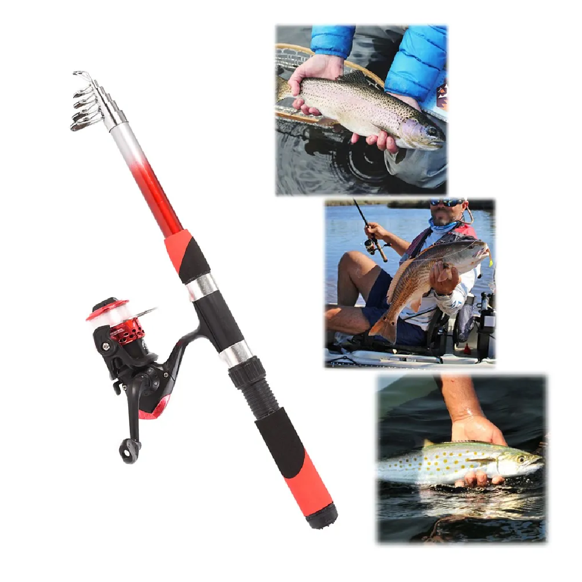 Kit Completo De Pesca Lixada Con 2 Cañas Telescópicas