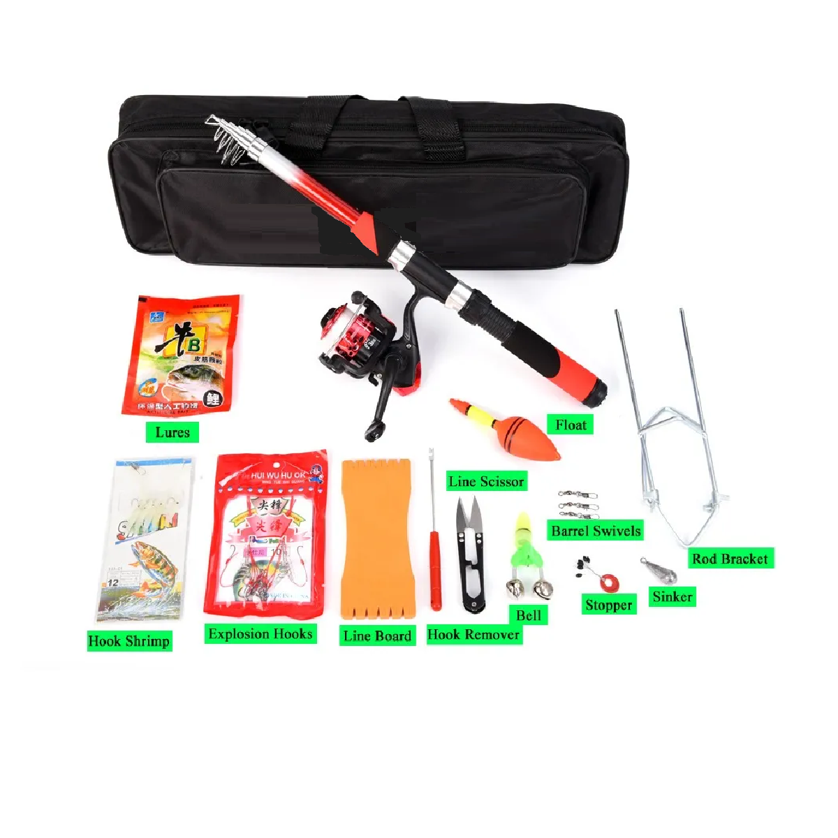 Kit Completo De Pesca Lixada Con 2 Cañas Telescópicas