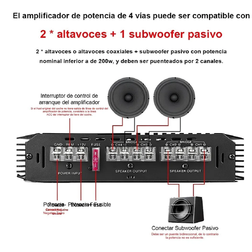 Amplificador Para Carro Auto De Potencia para alta Coche Casa audio 2  Canales