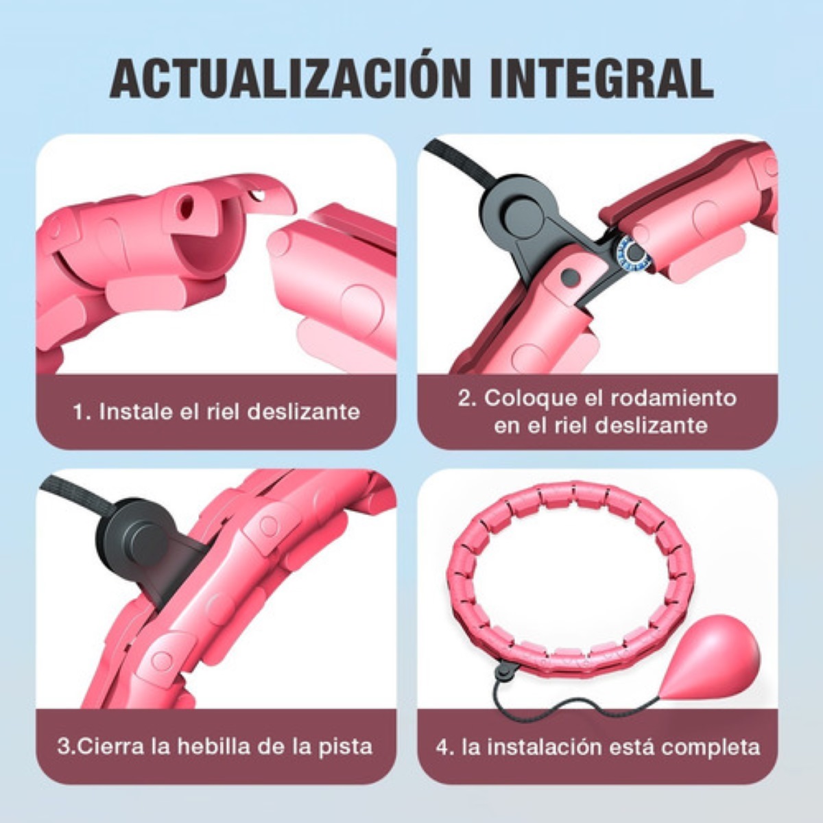 Aro Hula Hoop Entrenador Abdominal de Cintura Rosa