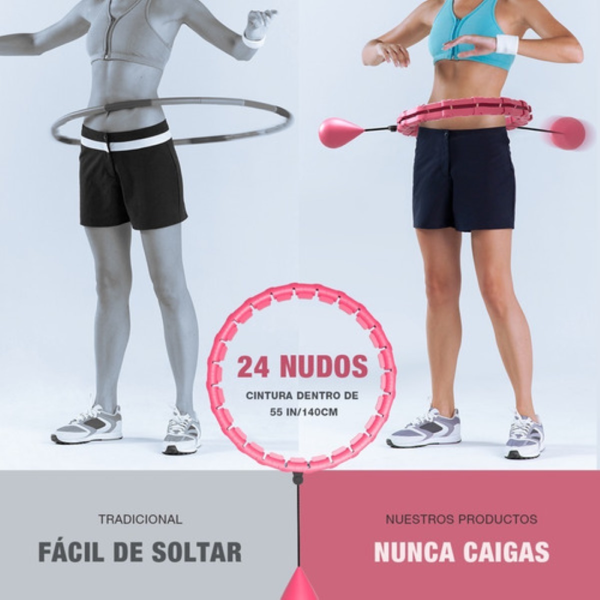 Aro Hula Hoop Entrenador Abdominal de Cintura Rosa