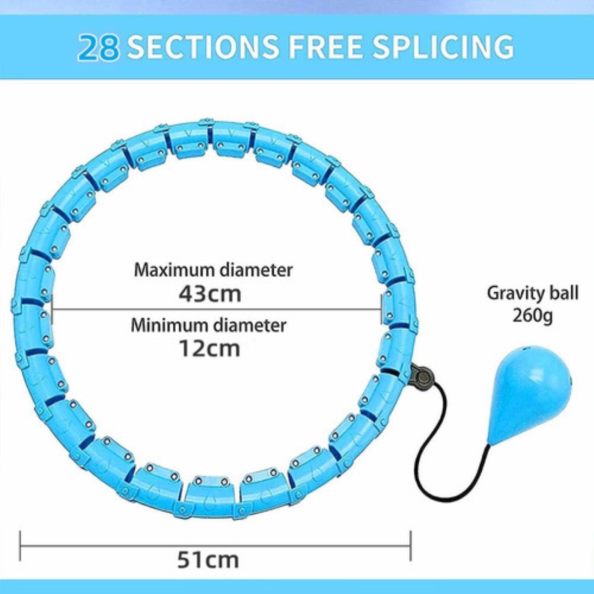 Aro Hula Hoop Entrenador Abdominal de Cintura Azul 