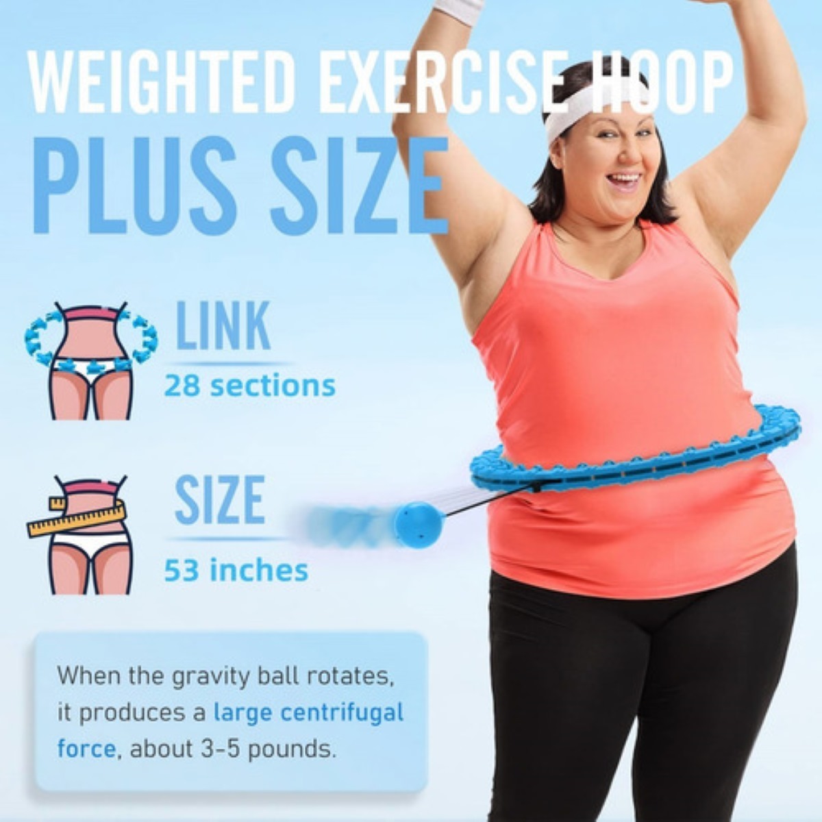 Aro Hula Hoop Entrenador Abdominal de Cintura Azul 