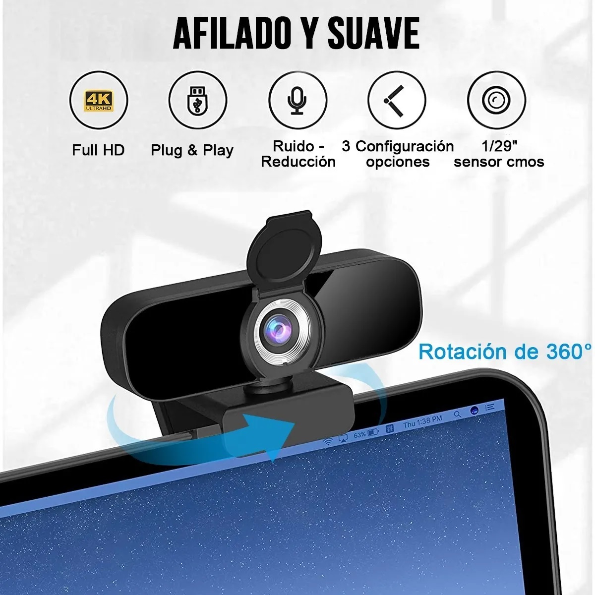 Cámara Web 4k Hd De 2160p Con Micrófono Y Enfoque Automático