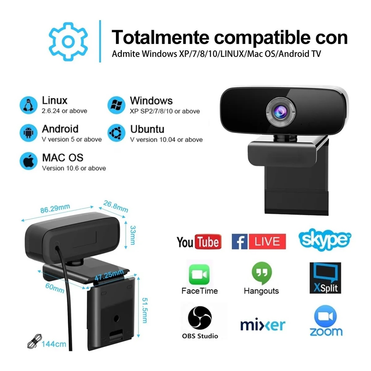 Cámara Web 4k Hd De 2160p Con Micrófono Y Enfoque Automático