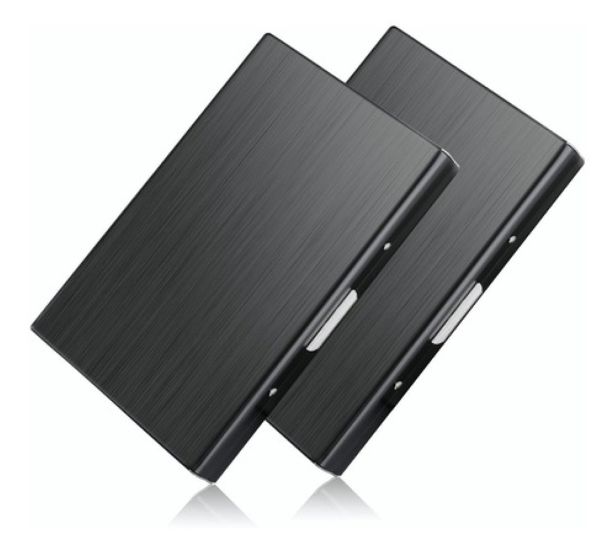 Tarjetero Para Tarjetas De Crédito Metal Inoxidable 2 Piezas Negros