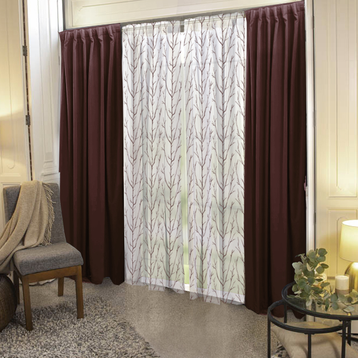 2 Cortinas Béla Amalfi Vino+ 2 Velos Estampados (2.30alto X2.70)