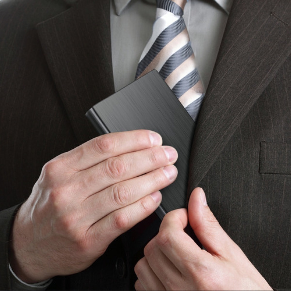 Tarjetero Para Tarjetas De Crédito Metal Inoxidable 2 Piezas Negros