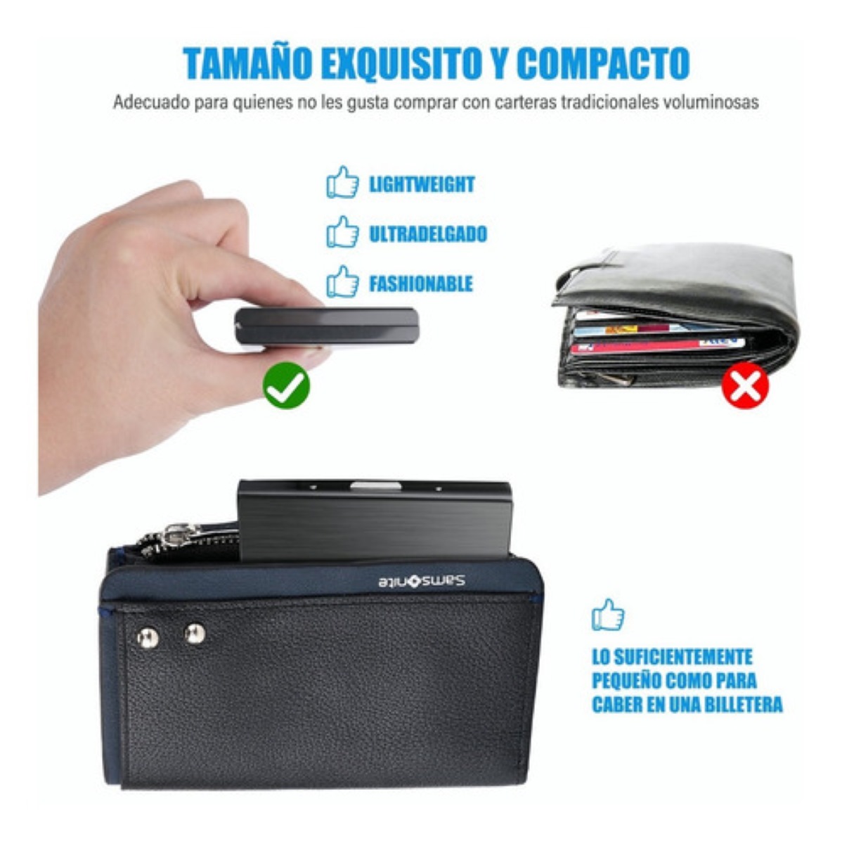 Tarjetero Para Tarjetas De Crédito Metal Inoxidable 2 Piezas Negros