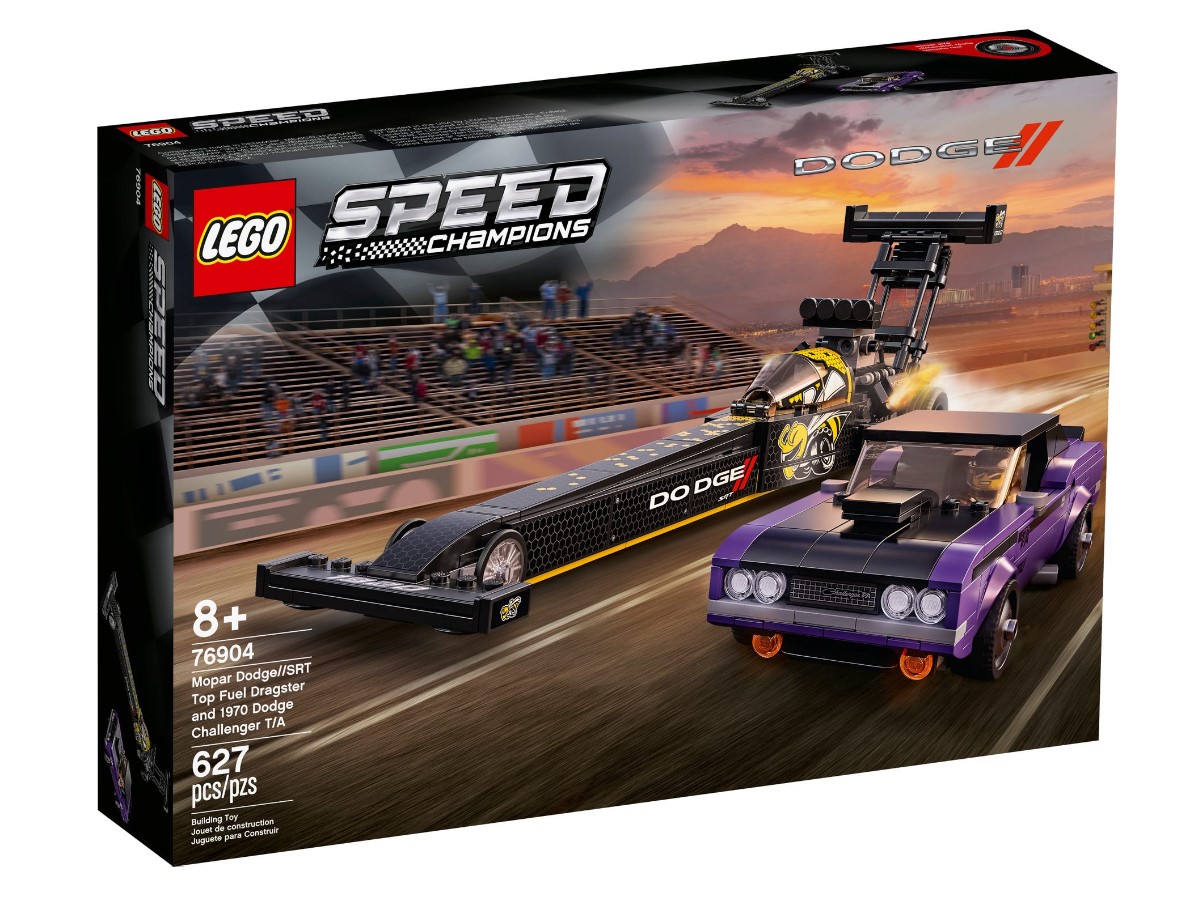 Lego Speed Champions 76904 Drágster Mopar Dodge//SRT Top Fuel y Dodge Challenger T/A de 1970