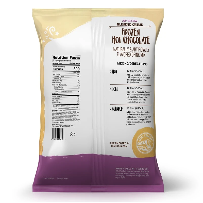 20 Below Frozen Hot Chocolate Big Train Polvos 3.5 Libras