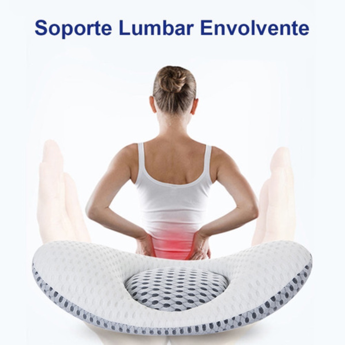 Almohada Lumbar Fit Cojin Lumbar Gris con Blanco