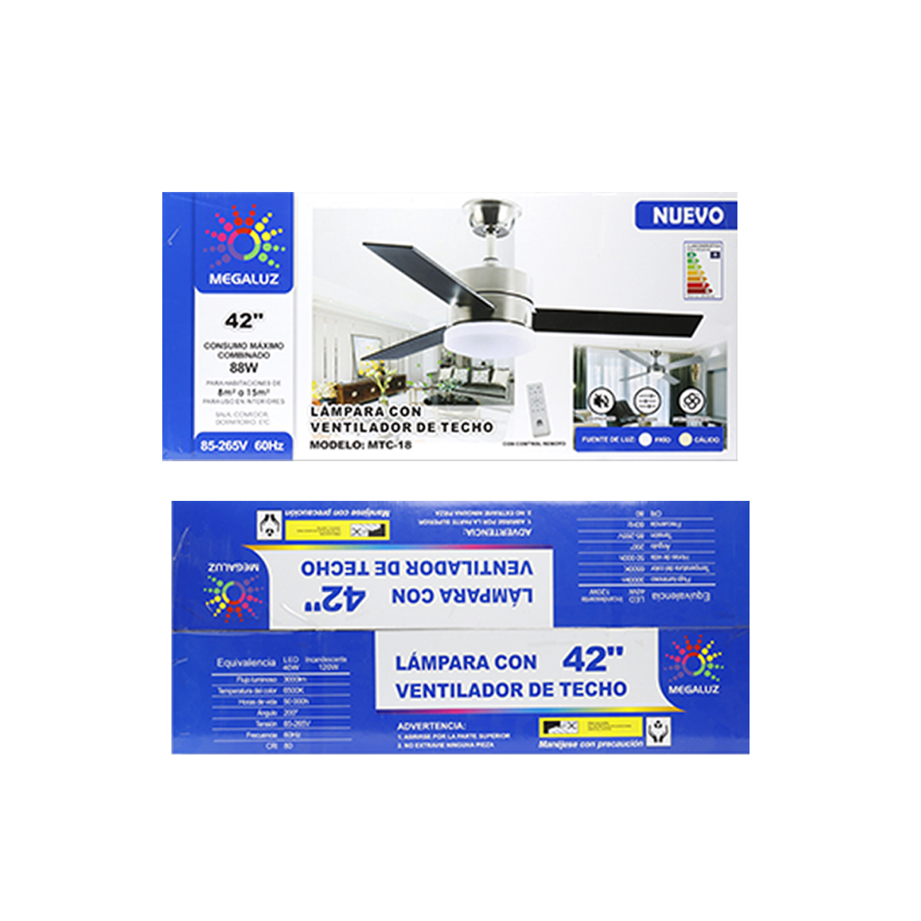 Ventilador de Techo con Lámpara Megaluz CF1101A-42
