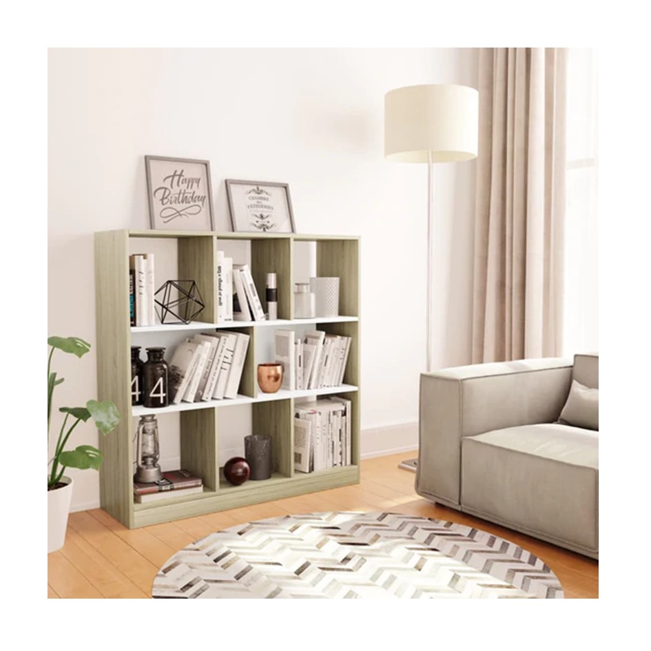 Librero Design 8 módulos Madera con Blanco 