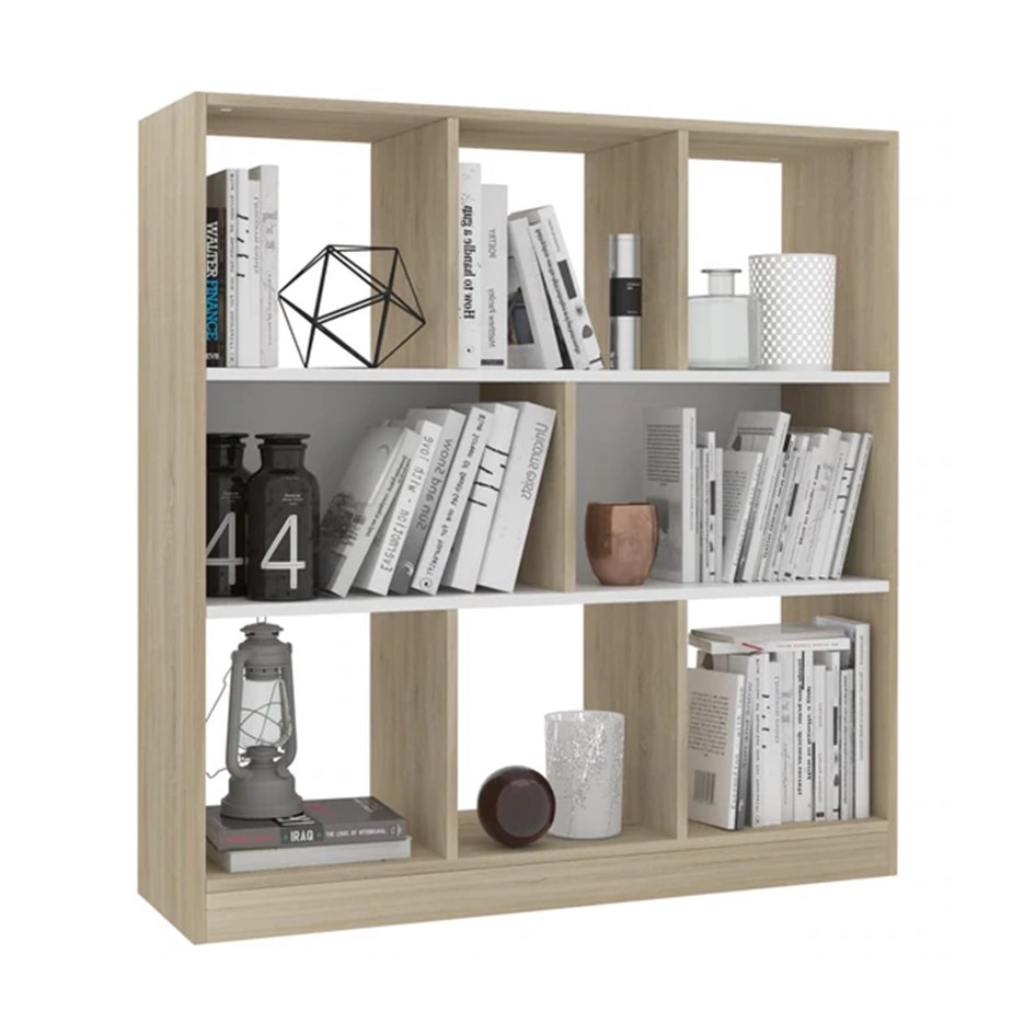 Librero Design 8 módulos Madera con Blanco 