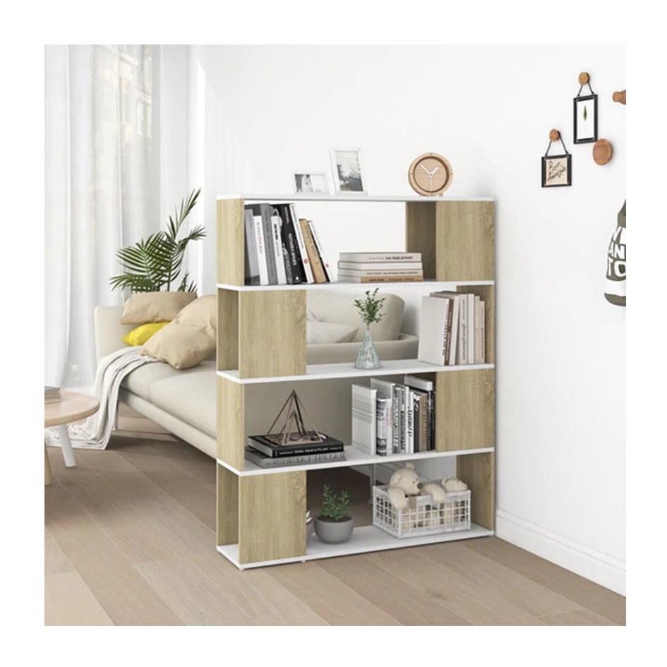 Librero Separador Con 4 Módulos Madera con Blanco 