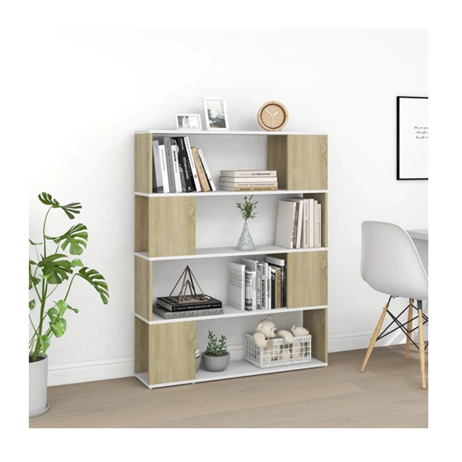Librero Separador Con 4 Módulos Madera con Blanco 