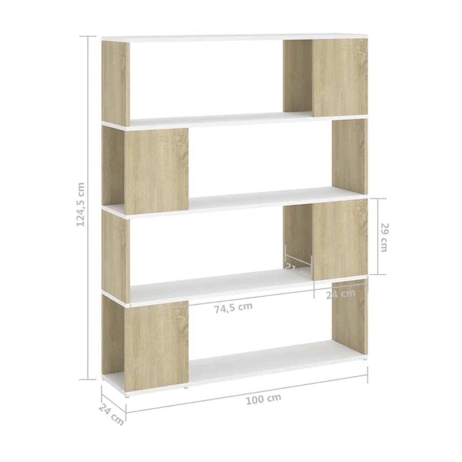 Librero Separador Con 4 Módulos Madera con Blanco 