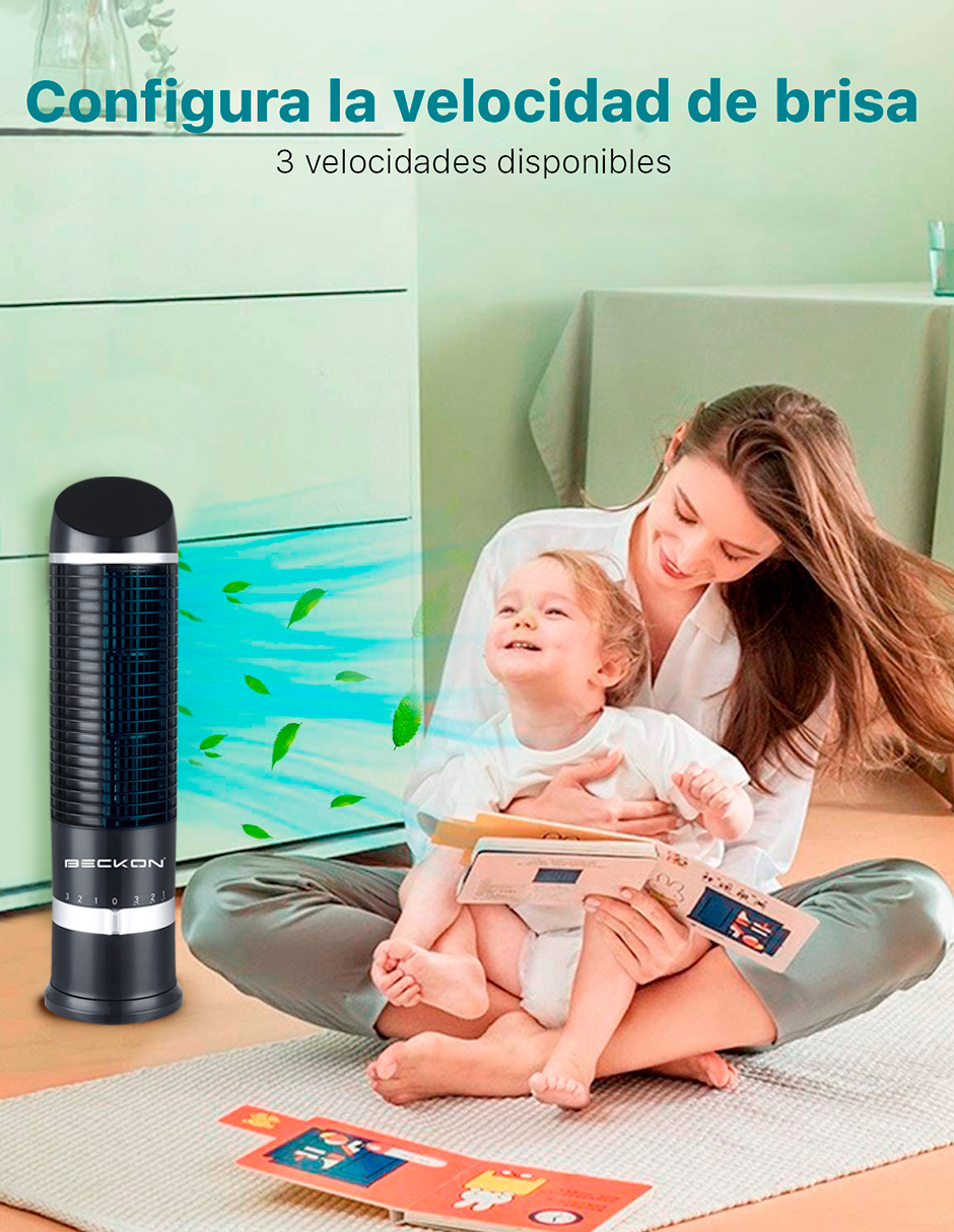 Ventilador de torre para escritorio buró 41cm Beckon BV-11 Negro