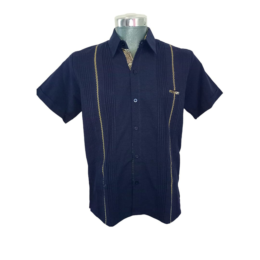 Guayabera Yucateca Marino De Hombre Manga Corta