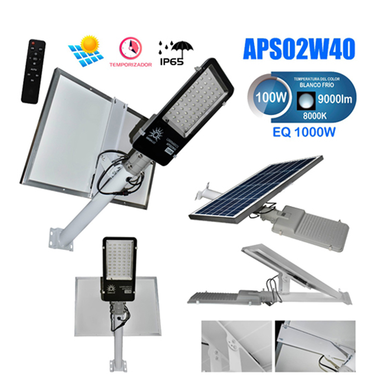 Lámpara Suburbana con Panel Solar Megaluz APS02W40