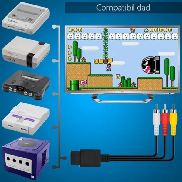 Cable Vídeo Audio Rca Av Super Nintendo 64 Snes Gamecube N64 - Mercader Digital