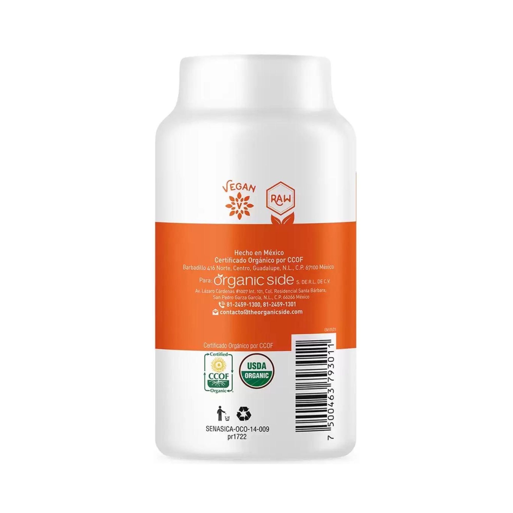 Cápsulas Cúrcuma Orgánica 110pz OrganicSide Vegetal Turmeric