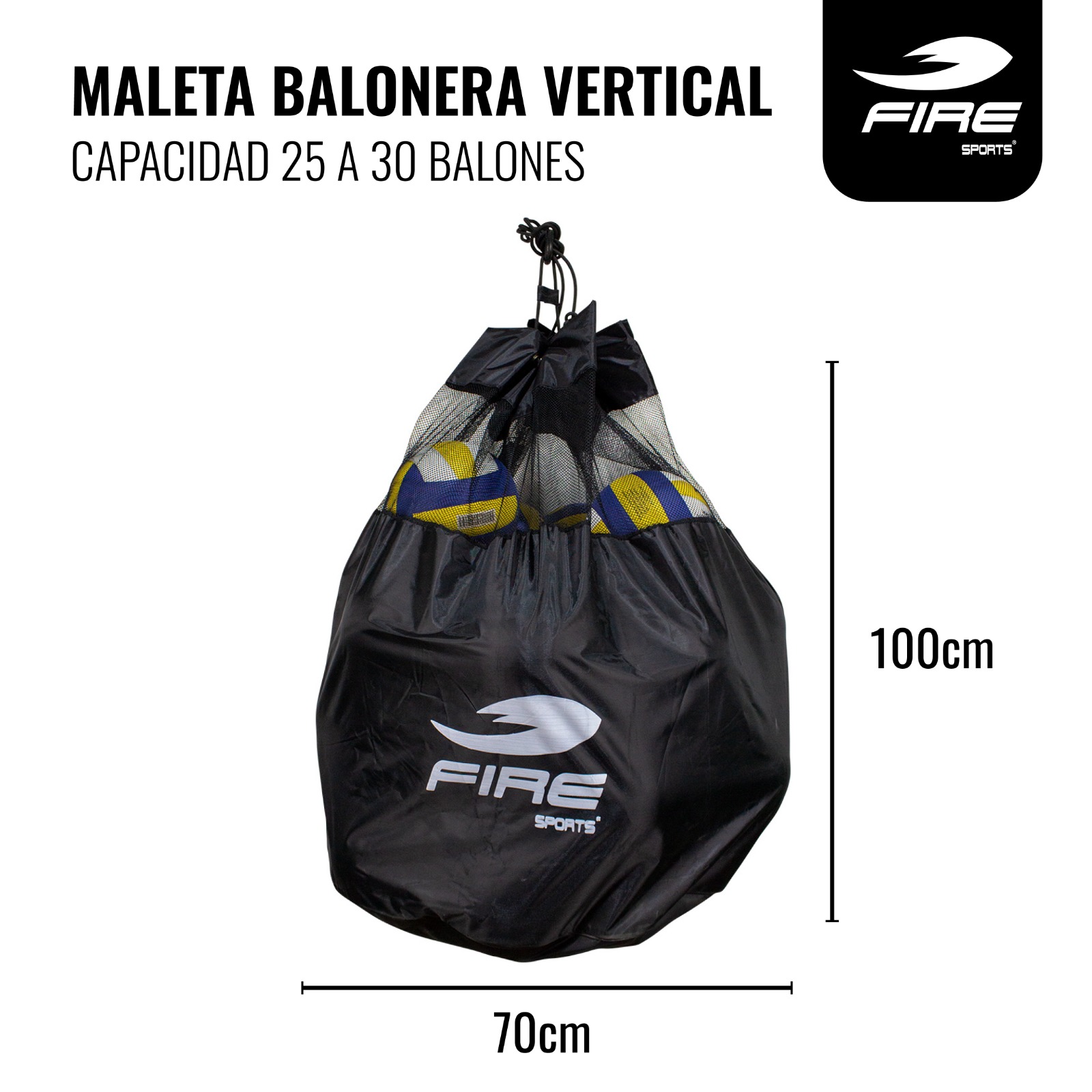 Maleta Vertical Fire Sports Balonera Color Negro
