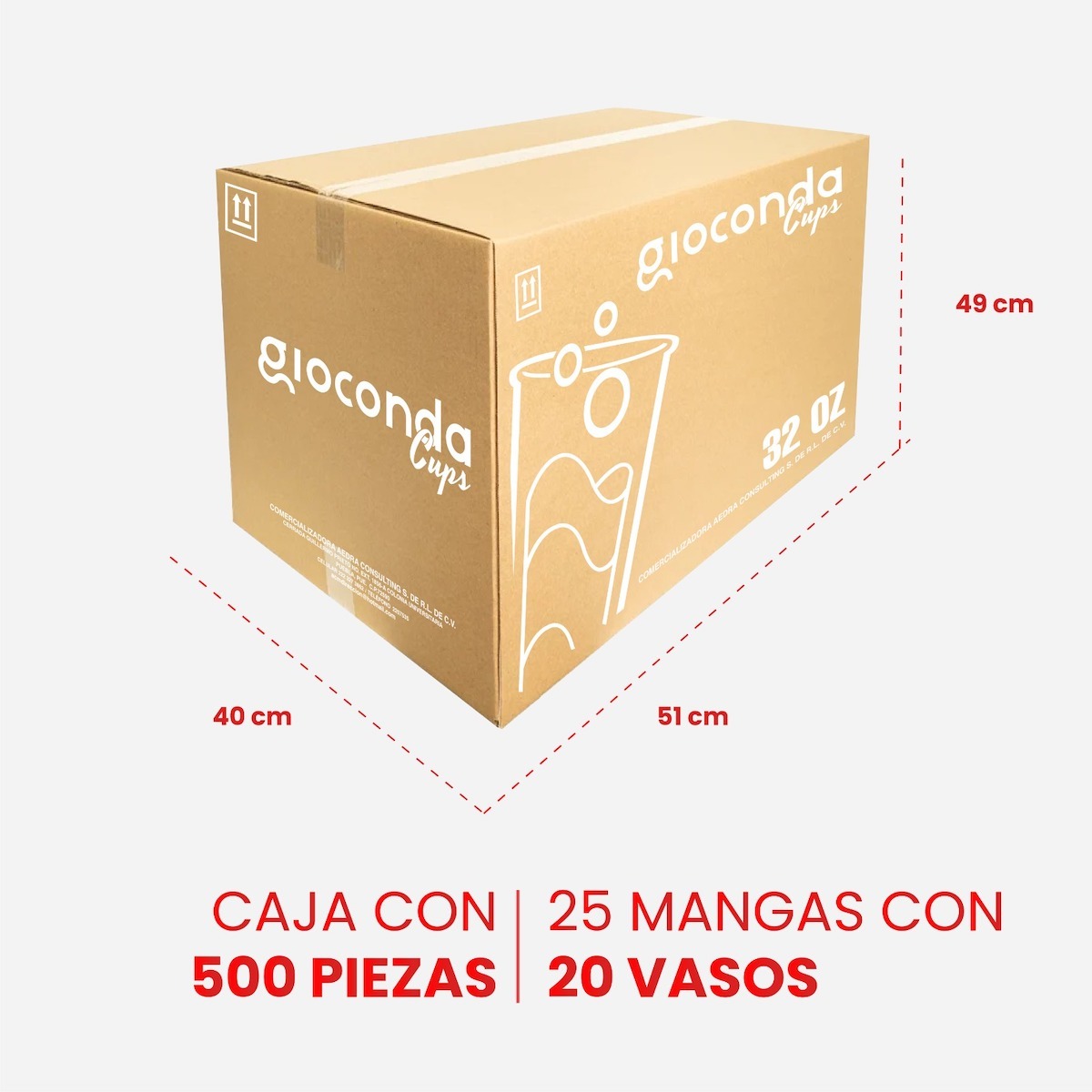 Vaso De Papel Encerado Desechable 32oz (500pz)