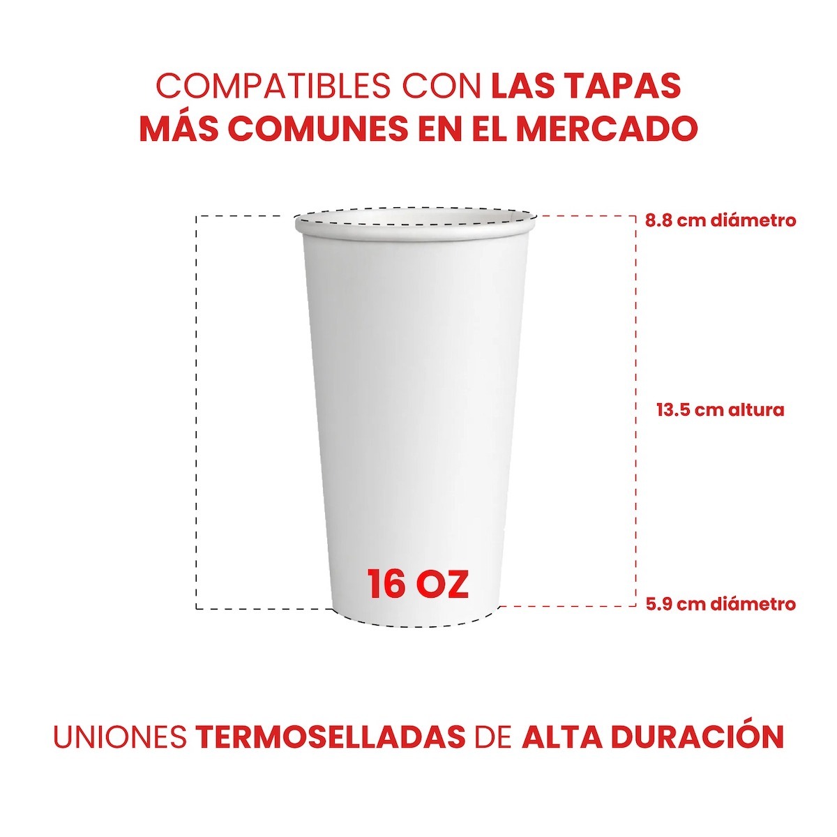 Vaso De Papel Encerado Desechable 16oz (1000pz)